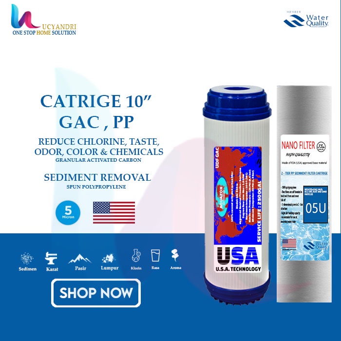 Paket Catridge 10 Nanotec GAC - PP Filter Kotoran Penjernih Air