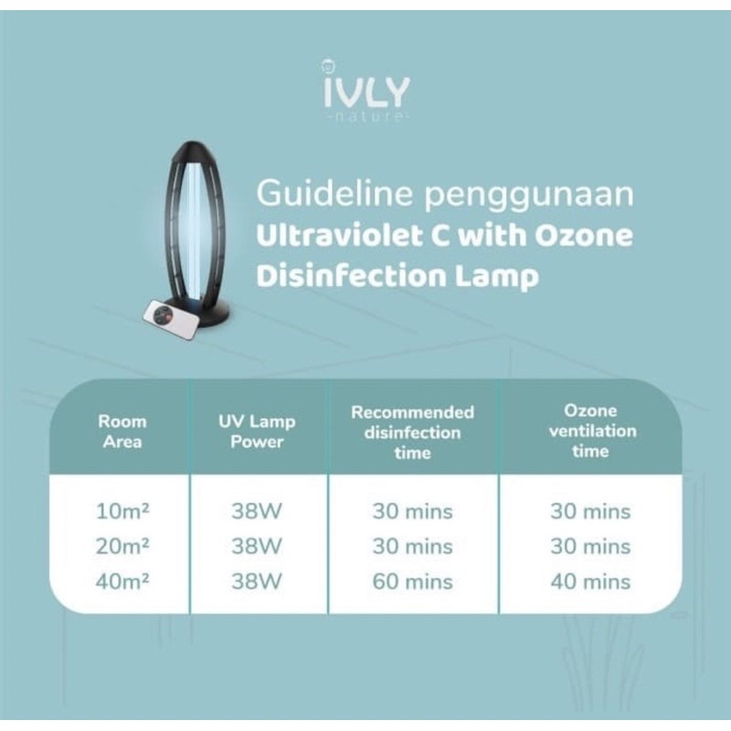 IVLY NATURE UVC+Ozone Disinfection Lamp