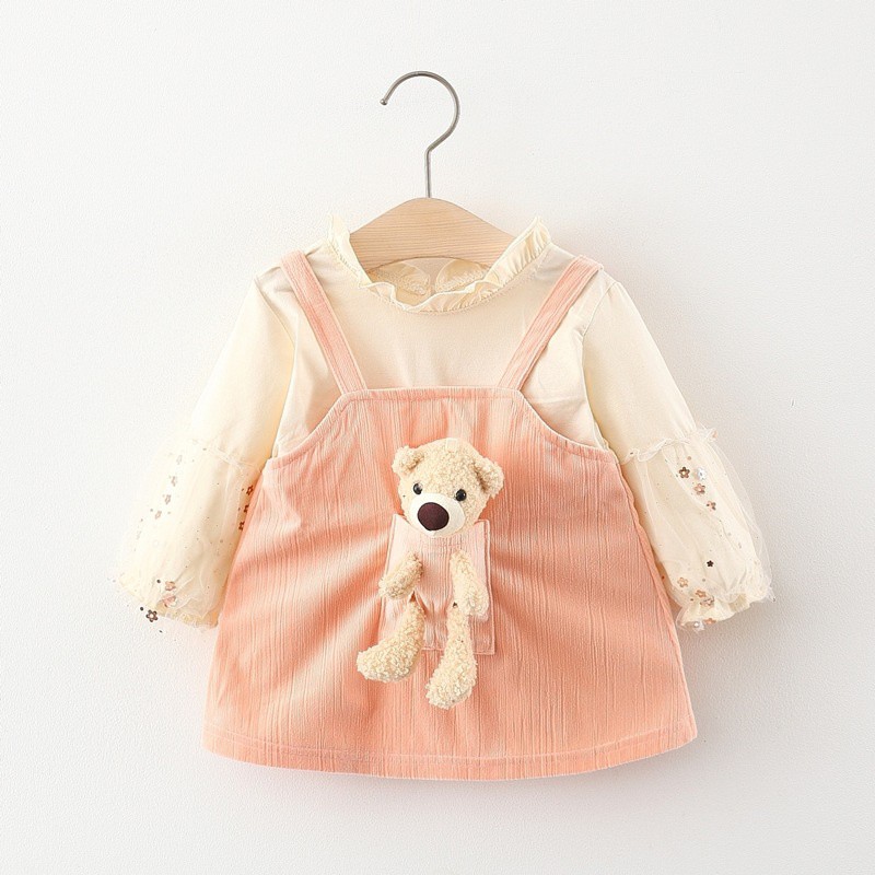 LittleAaron DRESS BONEKA BEAR 4004 EBV Baju Dress Anak Perempuan Import