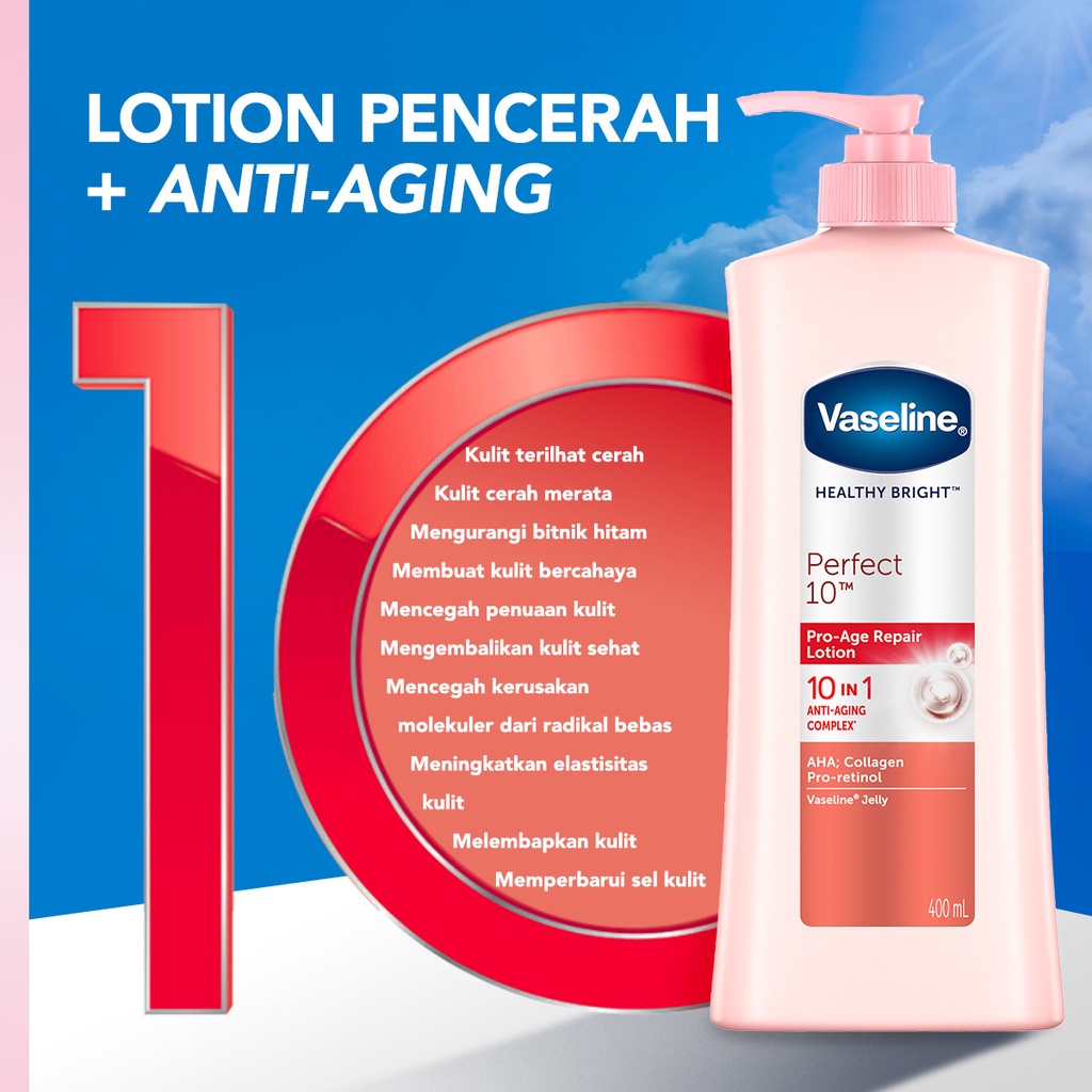 [Lailaiorire] Vaseline Handbody Lotion Aloe Soothe / Perfect 10 / UV Extra Brightening / SPF 24 - 400ml