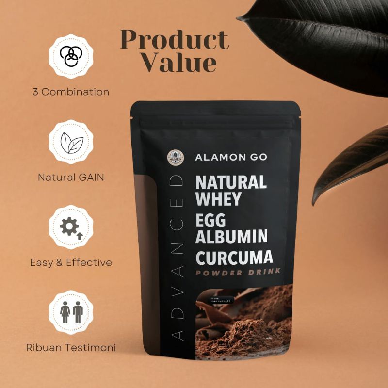 SUSU PENAMBAH BERAT BADAN ALAMON GO GAIN NATURAL WHEY (EGG,ALBUMIN &amp; CURCUMA)