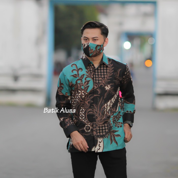 Baju Kemeja Batik Pria Modern Slimfit Premium Solo Pabrik Batik Aluna PCW 076