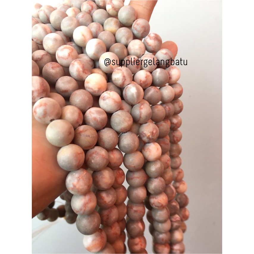 bahan ryolite jasper soft white putih 10mm renceng bahan gelang kalung aksesoris fashion bahan craft