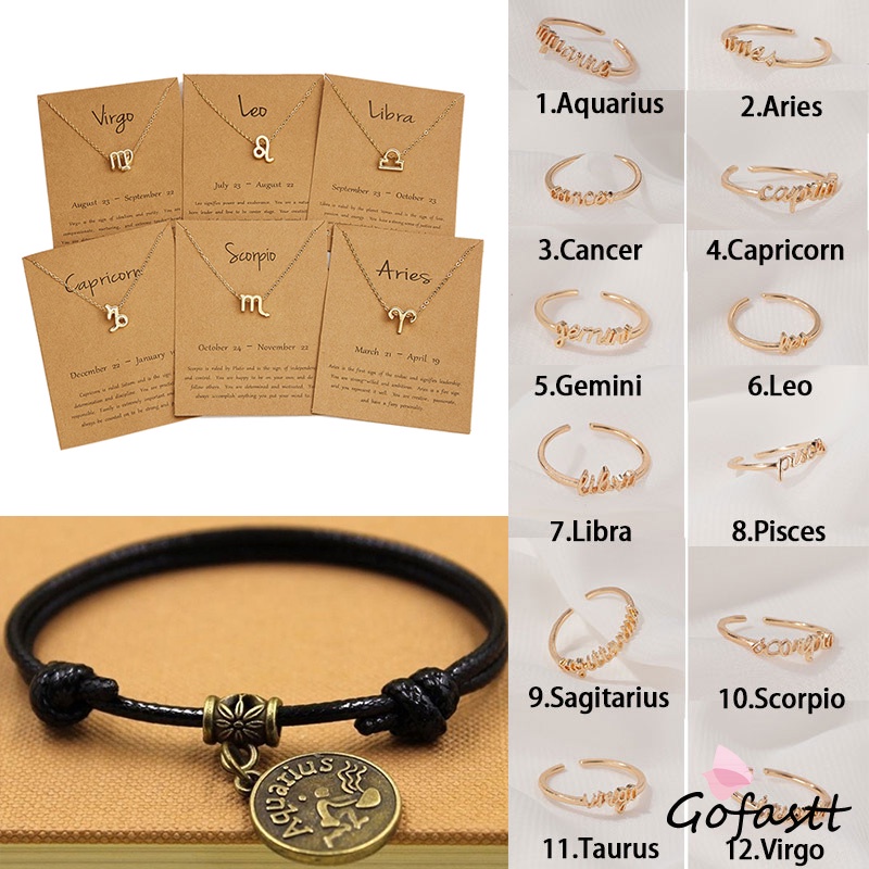 New 12 Constellation Kalung Choker Dengan Liontin Bentuk Huruf Dan Hiasan Berlian G