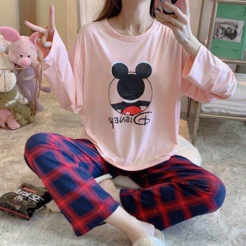 Piyama PP Import Korea piyama oversize setelan kaos import premium piyama import piyama murah-Pp dissney pink