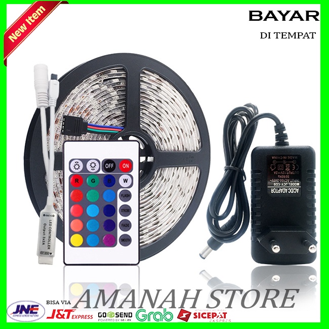 Lampu Led Strip RGB /Led 5050 ip 65 Mata Besar Lampu Roll Led Strip Rgb Set Adaptor,remote,rgbcontrl