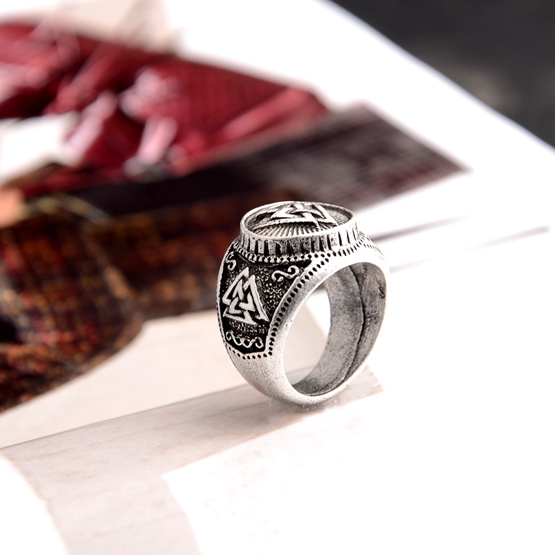 Nordic mitologi Viking vintage aoding logo ornamen pria cincin hipster kreatif sederhana aksesoris c