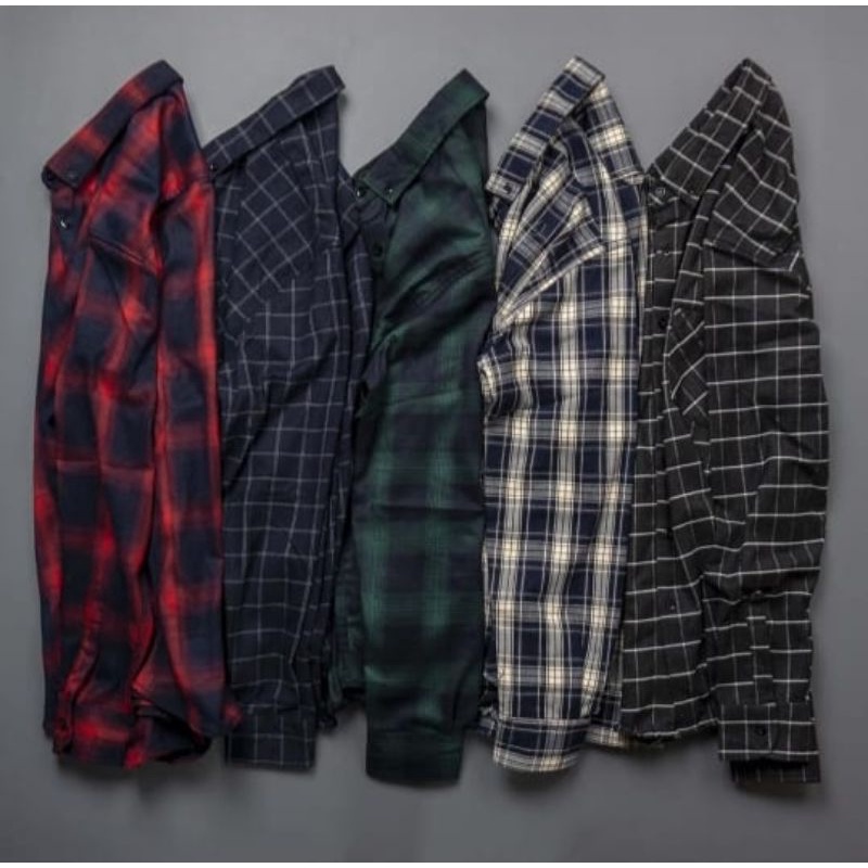 kemeja flanel pria impor lengan panjang flannel top terlaris