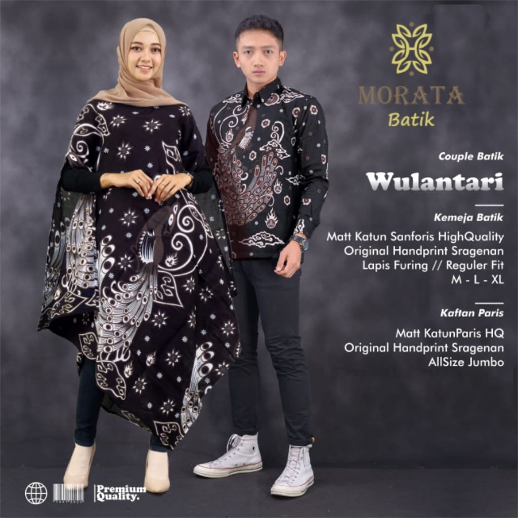 wulantari kemeja baju pakaian atasan gamis kaftan dress batik solo couple set pasangan kombinasi tun