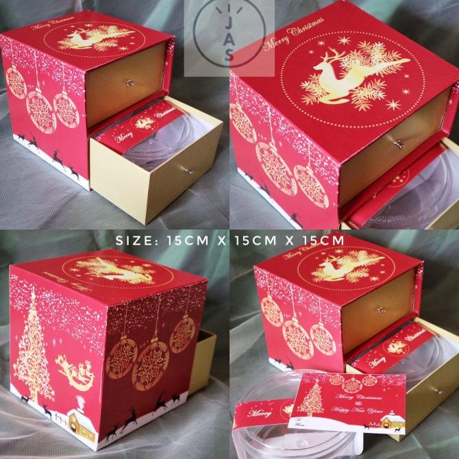 

[COD] kotak kue 15x15x15 hardbox / hand made / box kue 2 tingkat edisi natal [COD]