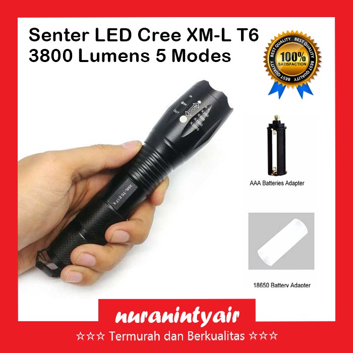 Senter LED Cree XM-L T6 3800 Lumens Police / SWAT / Senter Swat Mini