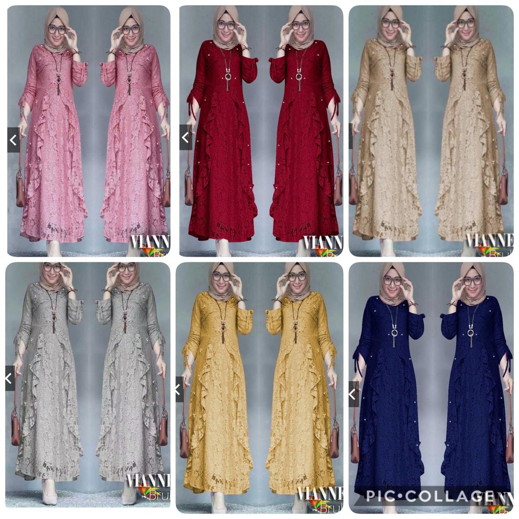 MAXY VIANNE GAMIS BRUKAT CORNELI TULANG TIMBUL GLITTER | FASHION MUSLIM MURAH BROKAT PREMIUM MUTIARA