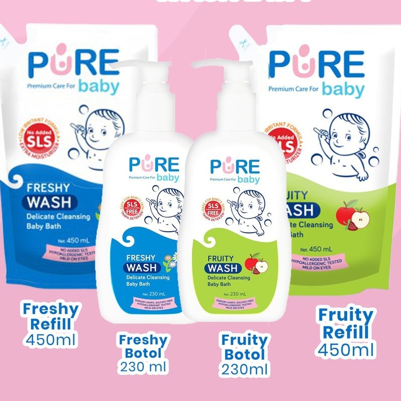 PURE BABY MURAH BABY WASH / SHAMPOO 230ML / 450ML PUREBABY PUMP REFILL SABUN CAIR MANDI ANAK