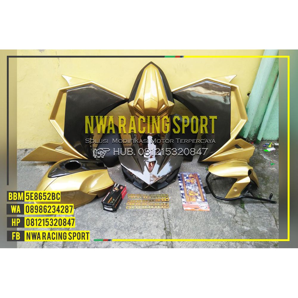 Full Set Fairing R25 Mix Body Belakang Ninja Fi For New Vixion Titanium Gold Shopee Indonesia