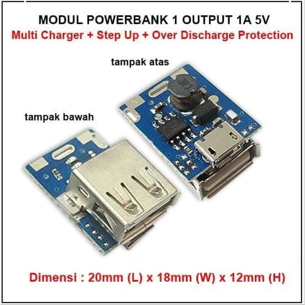 Modul Powerbank 5V T6845-C dengan Stepup dan Proteksi