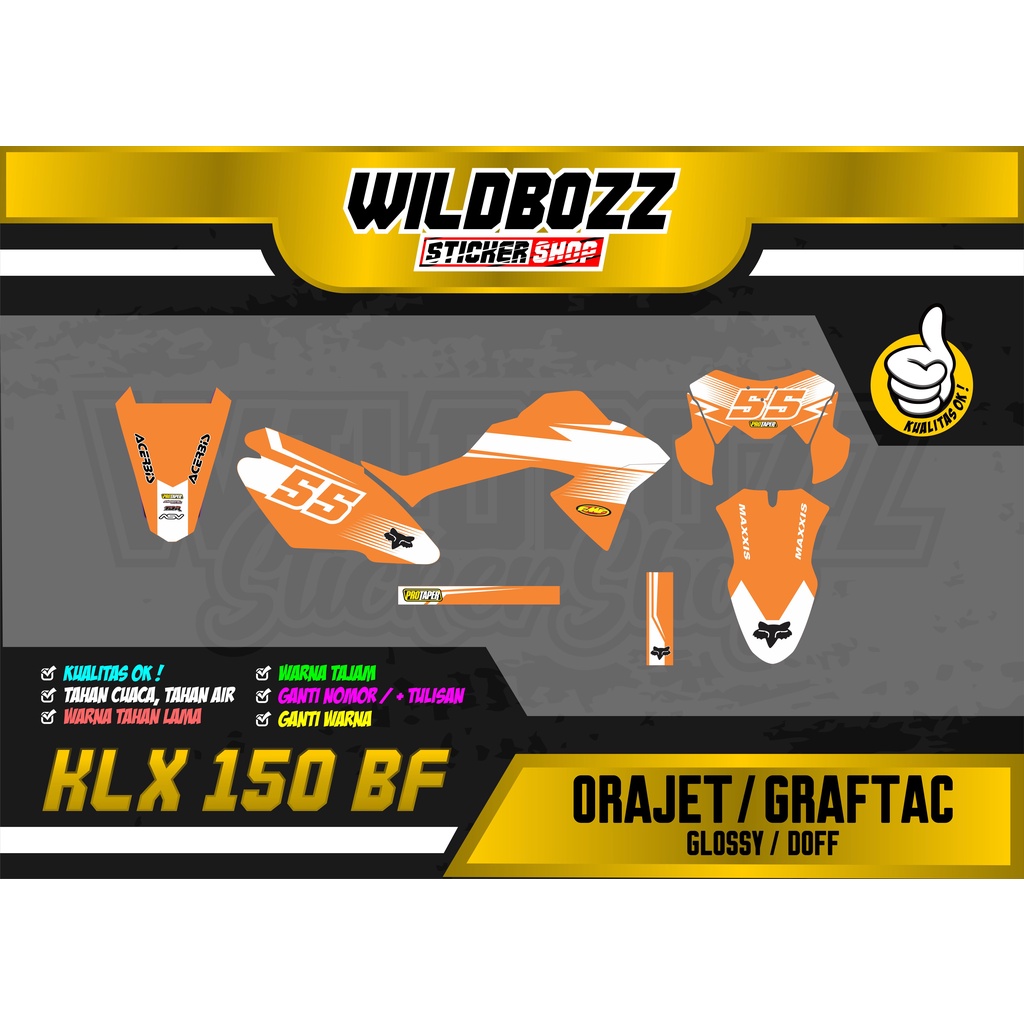 decal KLX 150 BF full body (8) orange keren Bahan orajet/graftac - WILDBOZZ STICKER -