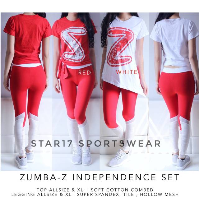 ZUMBA Z INDEPENDENCE SET- BAJU SENAM - BAJU OLAHRAGA WANITA - BAJU ZUMBA - BAJU AEROBIC - BAJU YOGA