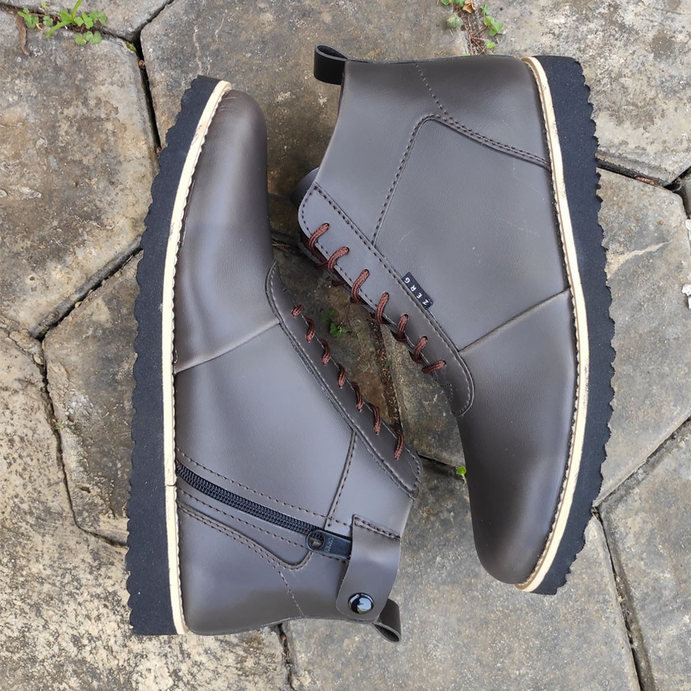 Sepatu Boots Pria Zerg Casual Resleting Semi Boot Sintetis oseng Hitam Ringan Formal Jalan