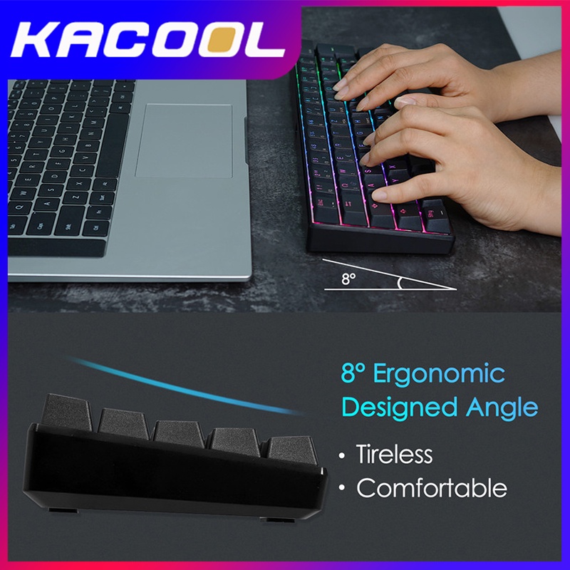 RK61 RGB Mekanik Keyboard 60% 3 Mode 61 Tombol Bluetooth Nirkabel