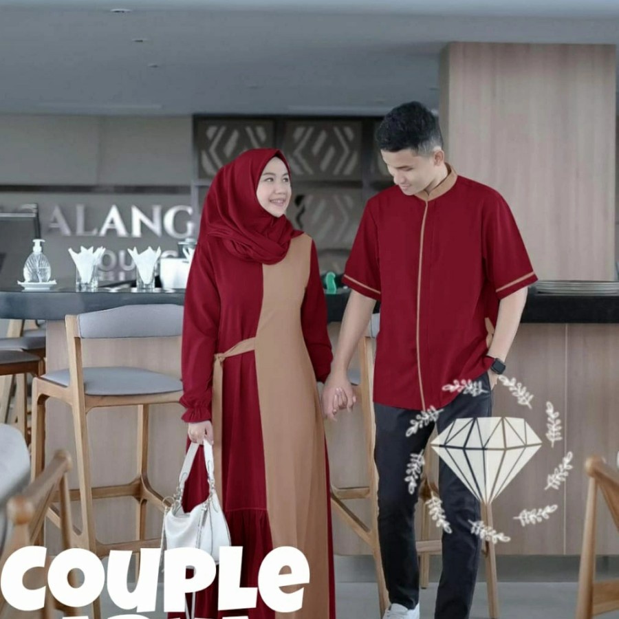 Gamis Couple Pasangan Muslim Terbaru Arya/Gamis Ukuran Xl/Gamis Pasangan Couple Set Terbaru Couple P