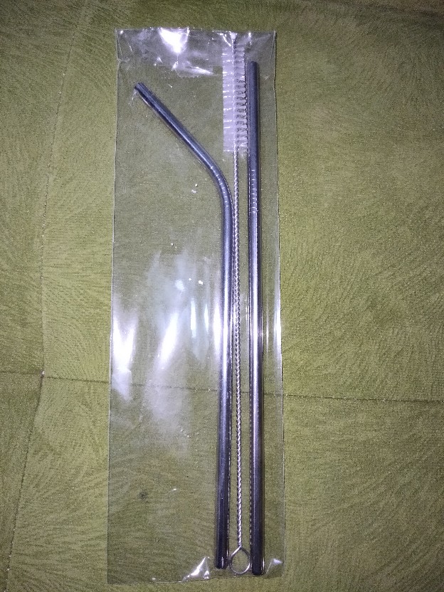 Paket Satu Set Sedotan Stainless Lengkap Isi 3
