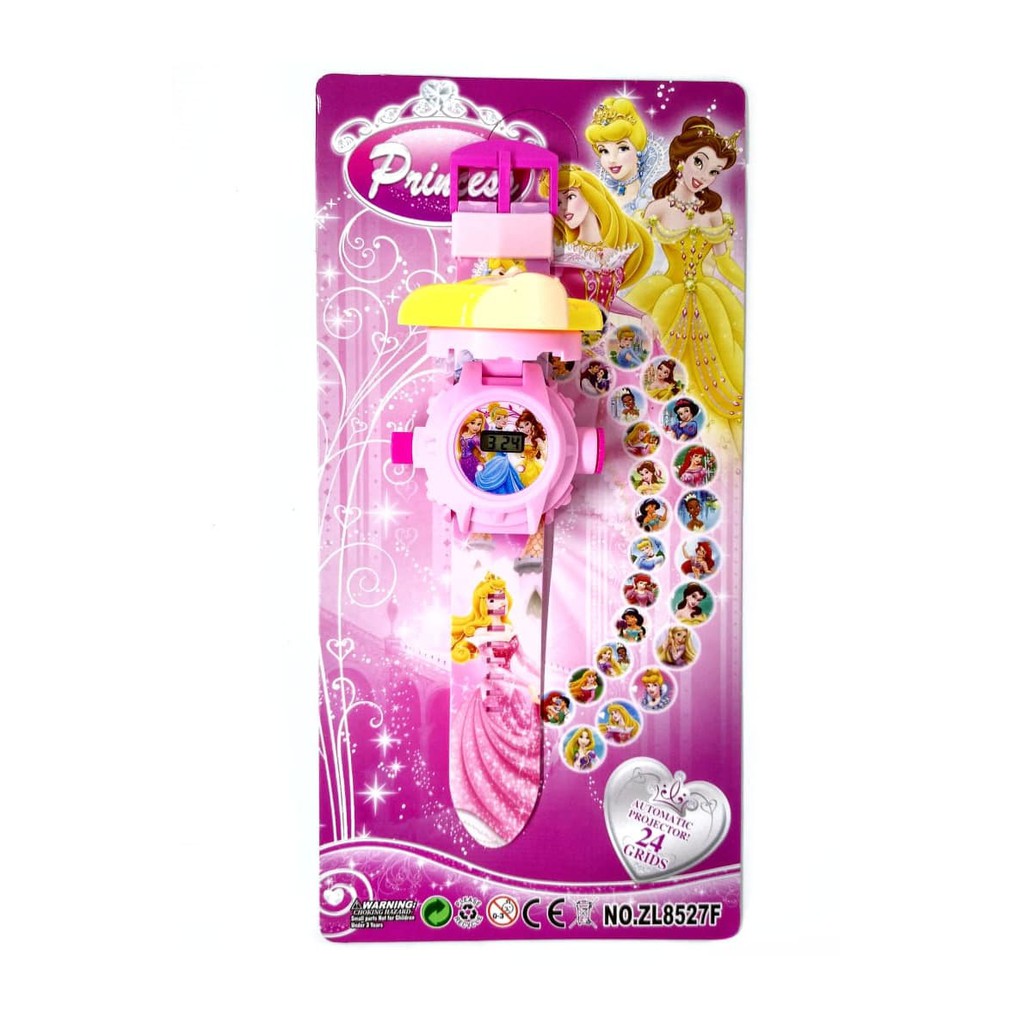 New Item! JAM TANGAN ANAK PEREMPUAN PRINCESS DISNEY PROYEKTOR JUMBO DIGITAL LED Baru!