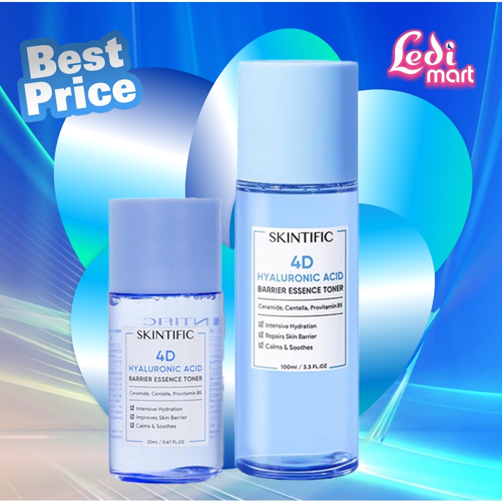 ORIGINAL SKINTIFIC 4D Hyaluronic Acid Barrier Essence Toner 20ml ATAU 100ml / Toner Wajah