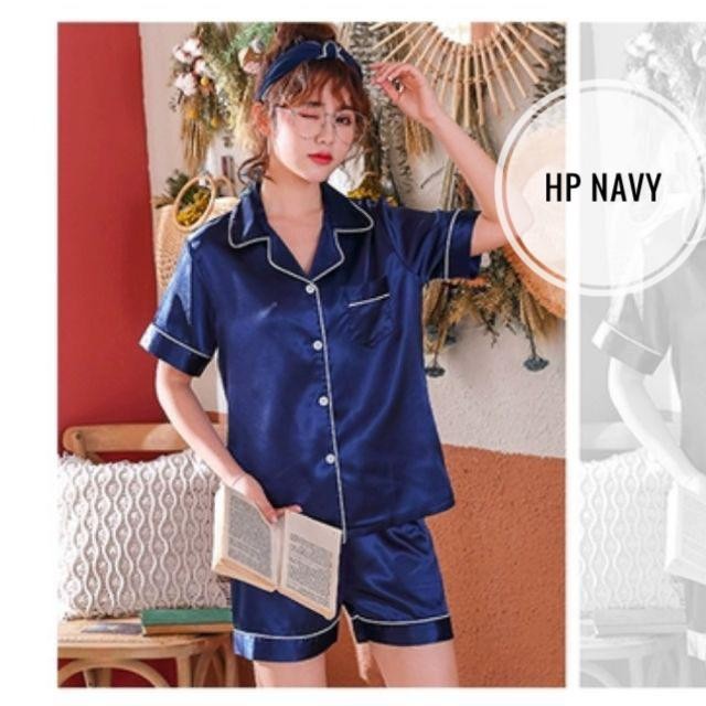 BAJU TIDUR WANITA SATIN SILK POLOS