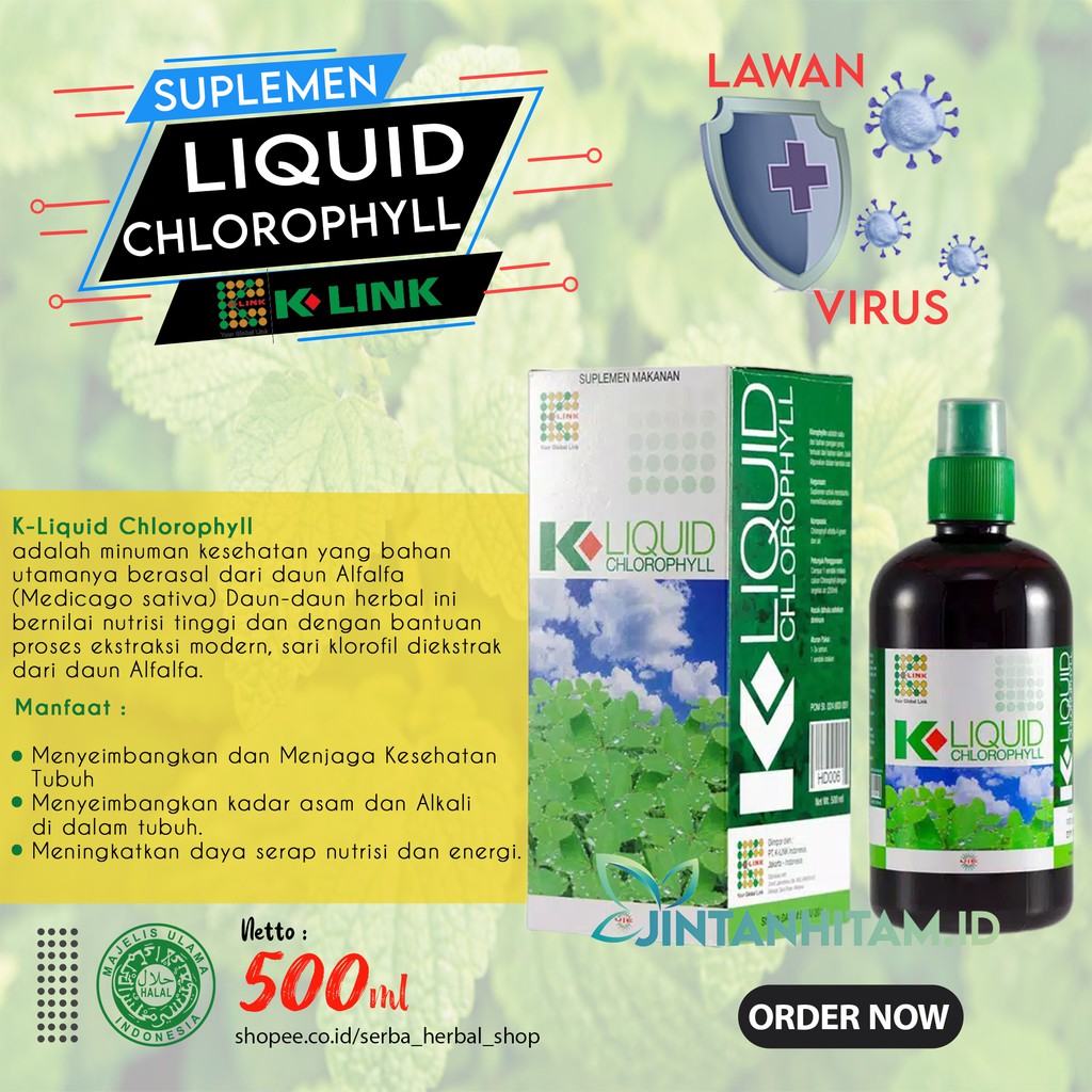 Jual LIQUID CHLOROPHYLL KLOROFIL Klink SUPLEMEN MAKANAN 500ML | Shopee ...