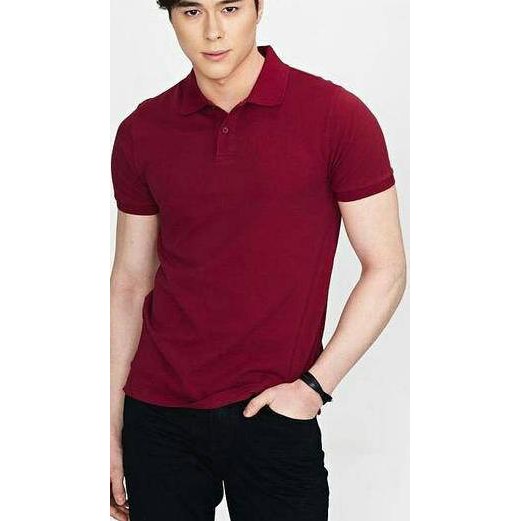 ✰ kaos kerah polos merah marun bahan polo lacoste halus ◘