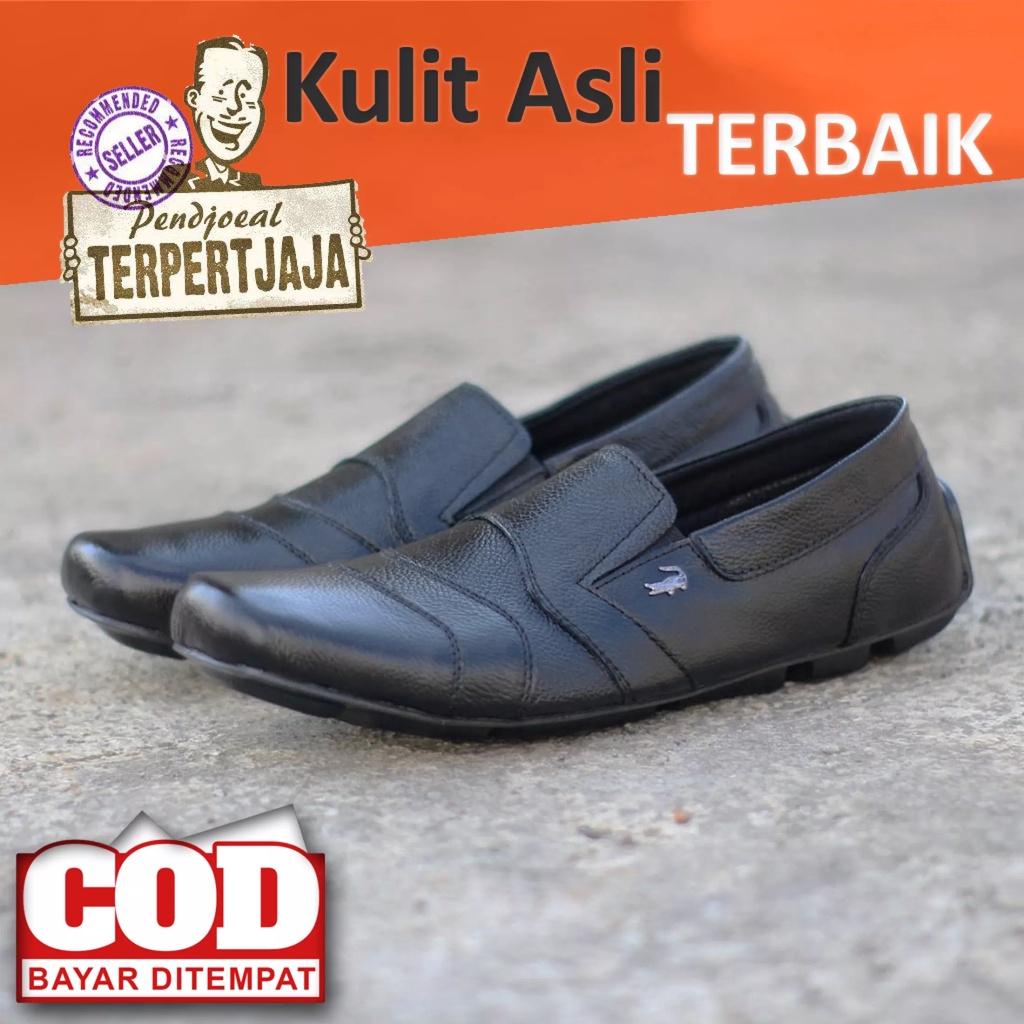 Sepatu Pantofel Kulit Sapi Asli Formal Pria Kerja Santai Nongkrong Gaya Baraya Original