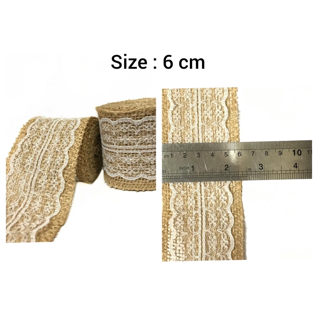 KAIN GONI / PITA GONI COKLAT RENDA / SIZE 5 CM dan 6 CM / HESSIAN BURLAP JUTE