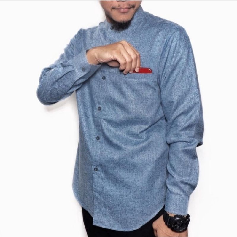 Kemko kemeja Koko khafi MQ fashion polos warna denim