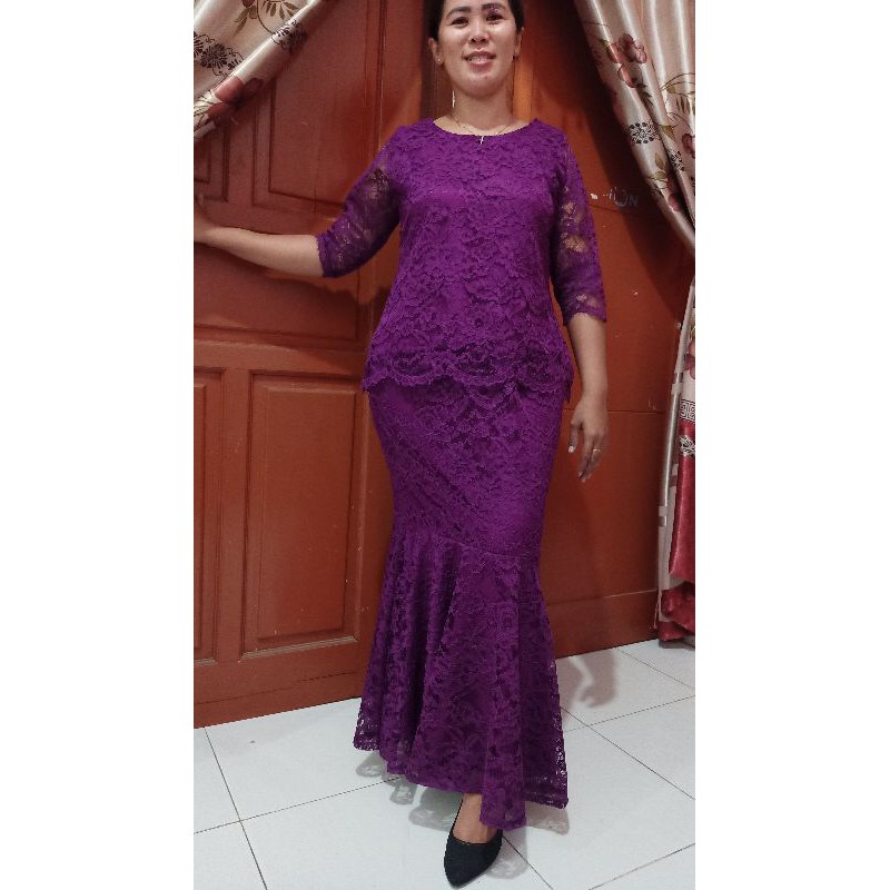 setelan brokat duyung panjang