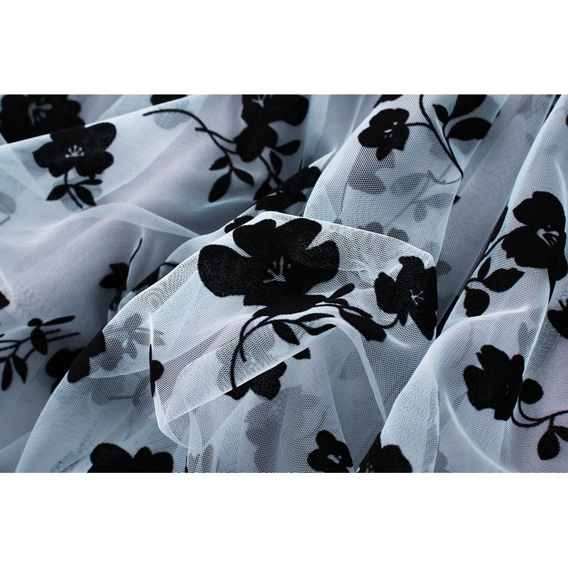 Black Flower Velvet Tutu Skirt Import Premium ( Rok Tutu Bunga Hitam Beluduru ) [Bisa COD]