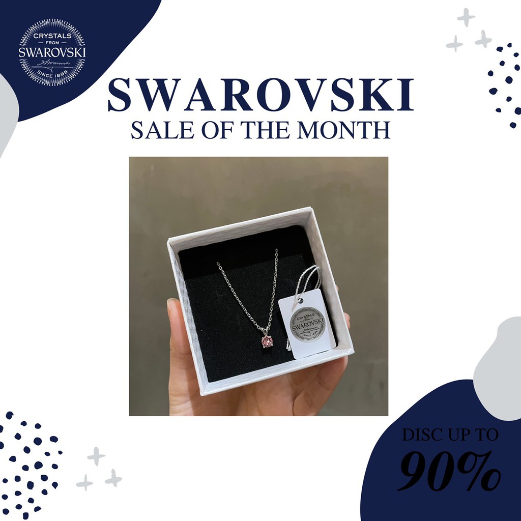 SWAROVSKI Classic Round Necklace SILVER PINK Kalung ORIGINAL 100%