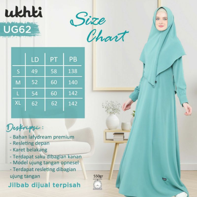 Gamis Ukhti Munira UG 62 Syari Busui Jatuh Flowly Adem
