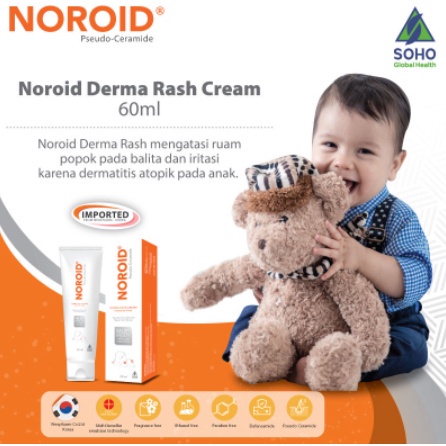 NOROID Derma Rash Cream 60 ML - Krim Ruam Popok Bayi Anak Sensitif