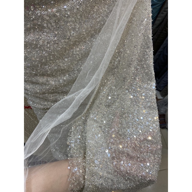 [exclusive series] tile putih full payet, tile pesta, tile gaun pengantin