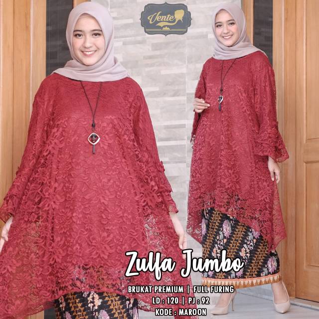 Tunik Brokat Jumbo Full Furing Ld 120Cm Set Rok Kondangan Pesta