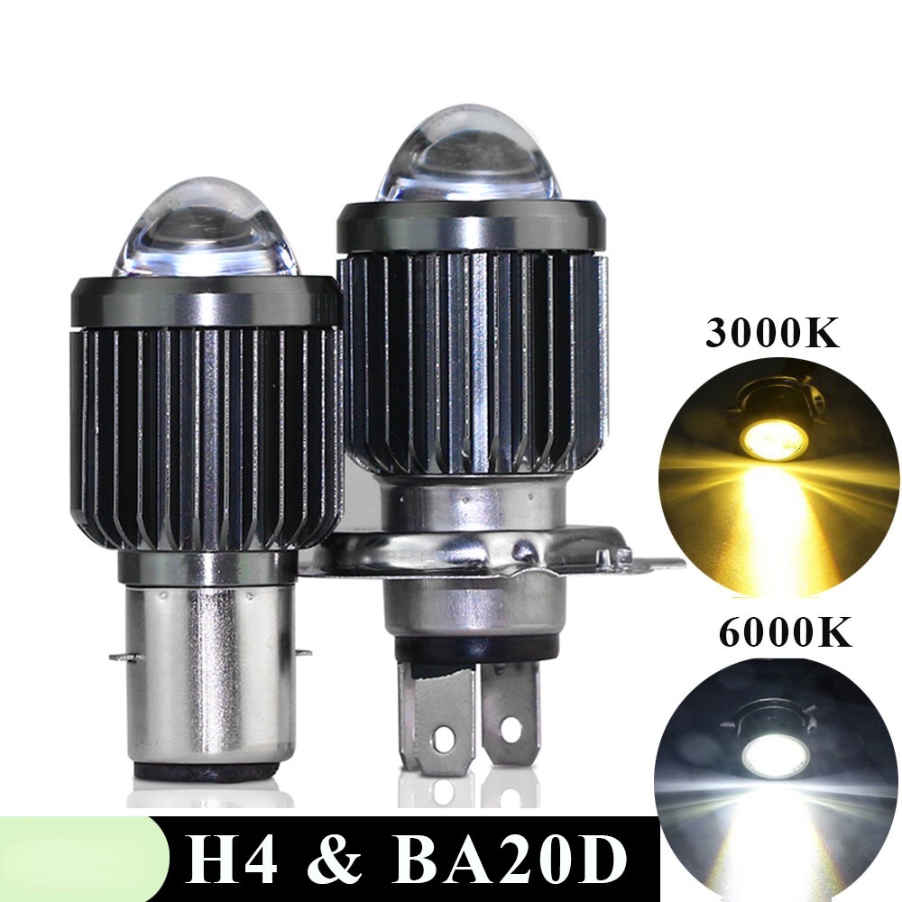 Ba20d H4 Bohlam Lampu Depan LED Hightlow beam 3000K 6000K Untuk Motor Skuter ATV