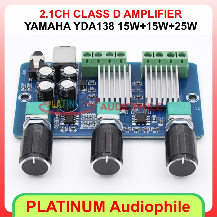 Yda138 Amplifier Class D 2.1Ch 2X15W+25W Yda138E Yamaha Dc 12V