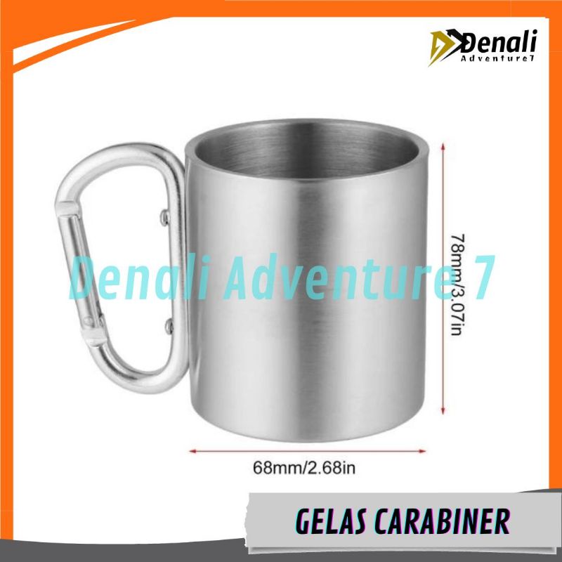 Gelas Mug Stainless Carabiner Camping