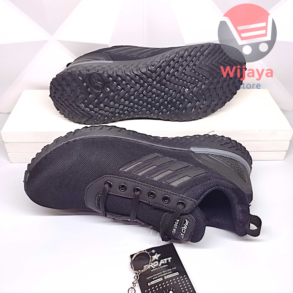 Sepatu Sneaker Sekolah Pro Att 37-40 Desain Hitam Polos Putih dengan Kualitas Terbaik untuk Anak Sekolah TEC 890 LCH 720