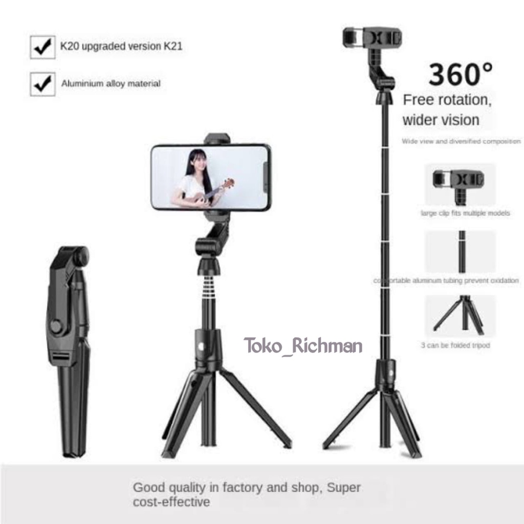 Tripod K21 Bluetooth Shutter Selfie Stick Original Tongsis