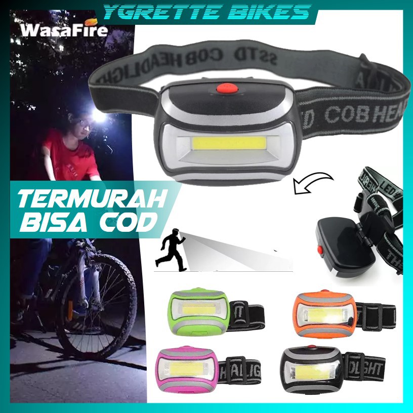 YGRETTE TaffLED Headlamp Flashlight Waterproof LED 3 Modes COB Headlight lampu helm sepeda