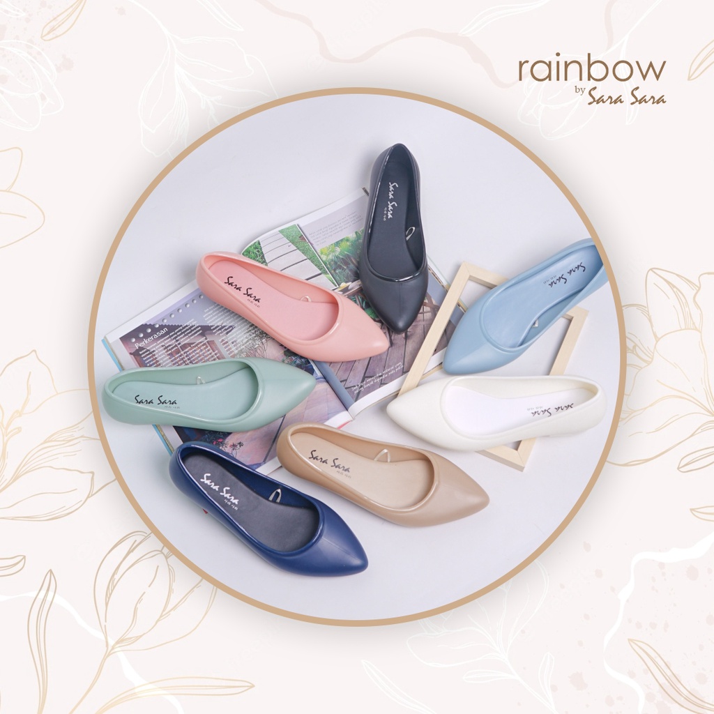 Sara Sara Rainbow Sara Sara Pelangi Wedges Sepatu Jelly Wanita sepatu kerja wanita flat shoes jelly terbaru