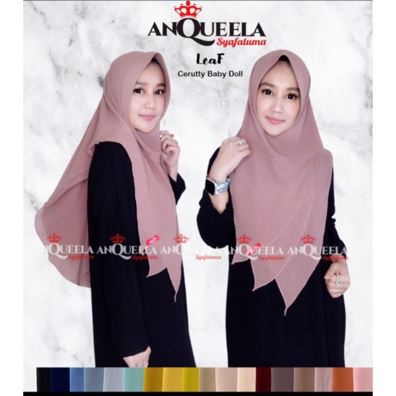 Hijab Terbaru &quot; KHIMAR LEAF CERUTY 3 LAYER ORI ANQUEELA