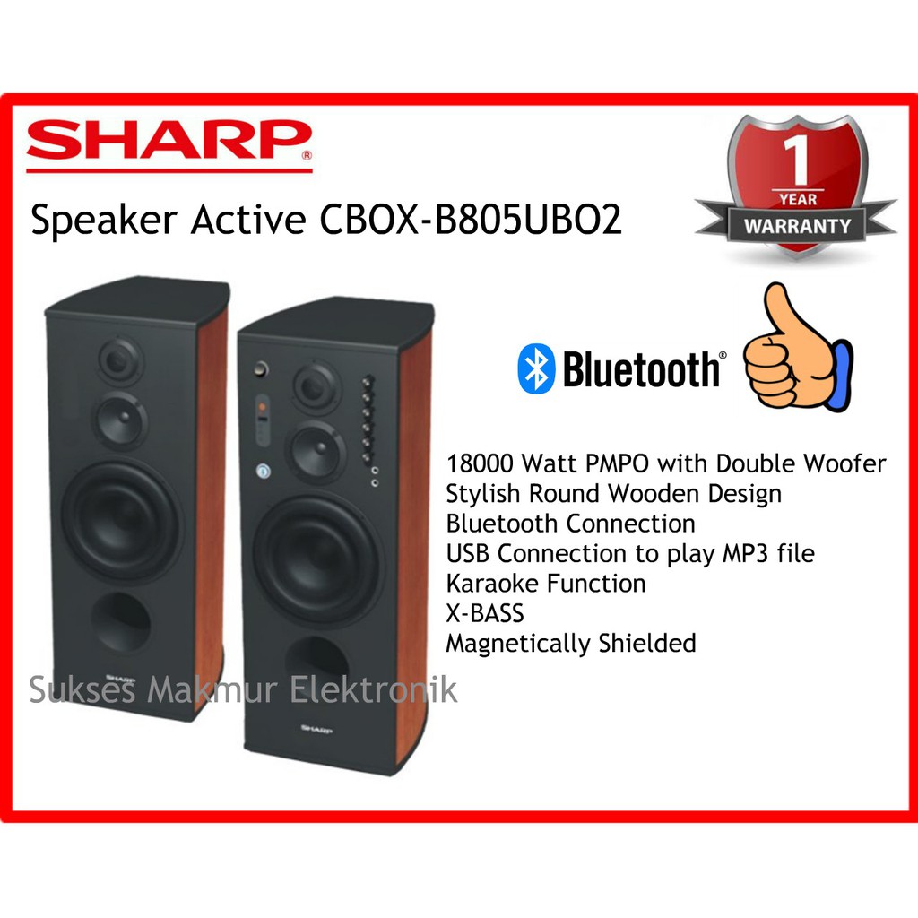 SHARP CBOX-B805UBO2,Speaker Aktive,16000 Watt, Bluetooth & USB Free OngkirJabodetabek only