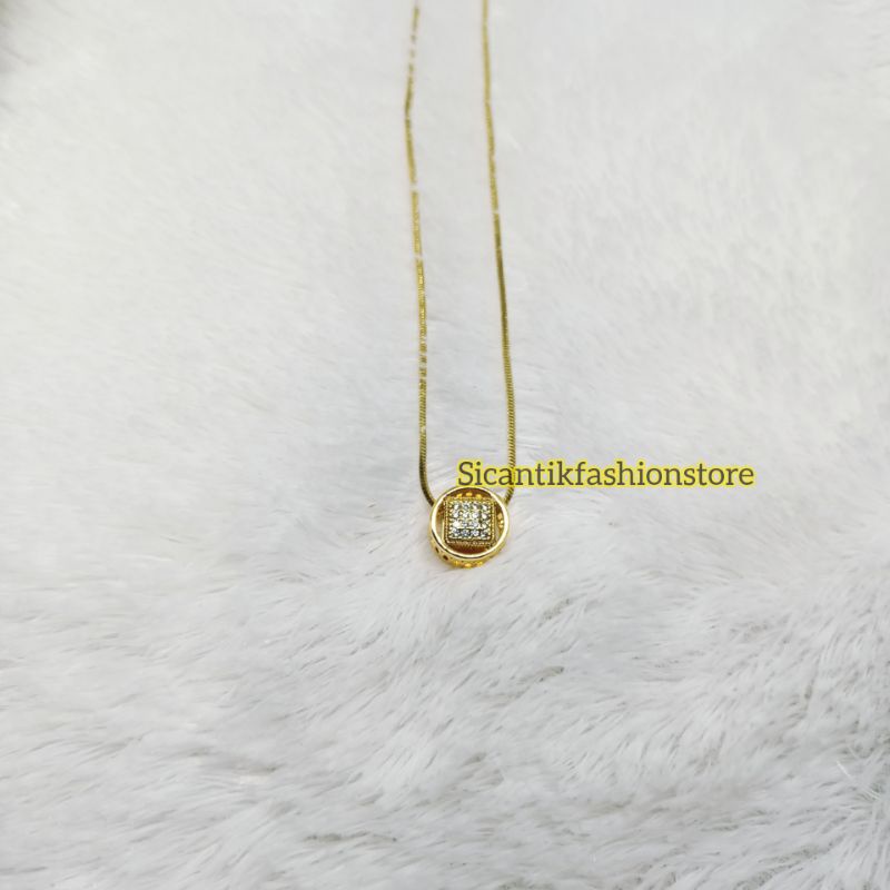 Kalung Titanium gold plus liontin Fashion wanita terlaris anti Karat tidak luntur liontin gold mewah